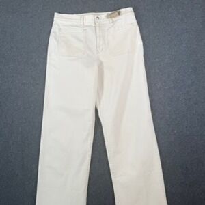 Madewell Emmett Wide Leg Crop Jeans Ivory White‎ Raw Hem Womens Size 32 Boho NWT
